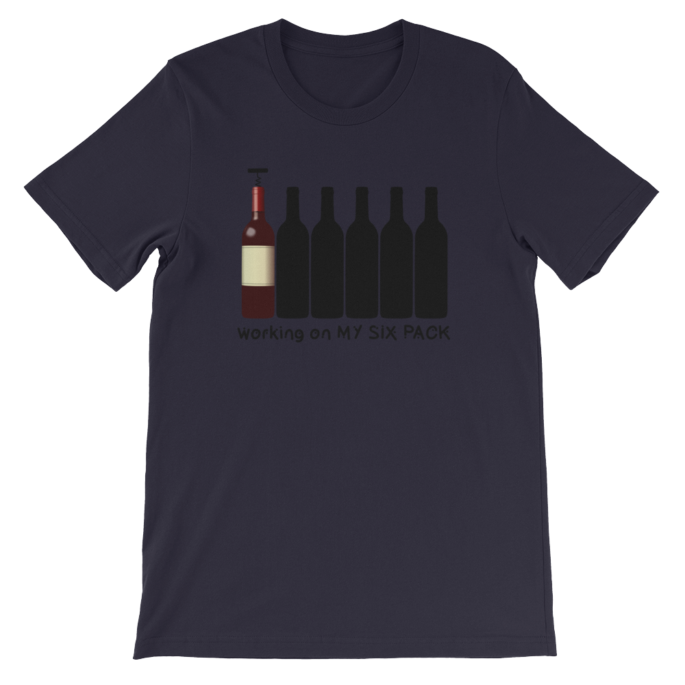 Working on my six pack - wine Unisex short sleeve t-shirt
