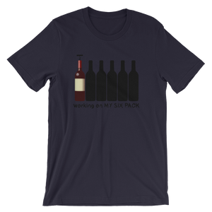 Working on my six pack - wine Unisex short sleeve t-shirt
